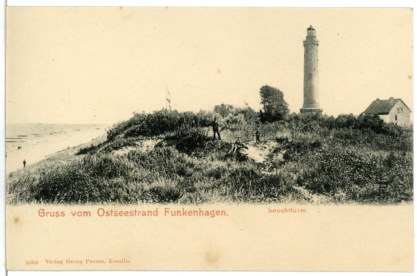 Gąski (Funkenhagen), dunes and lighthouse, 1904