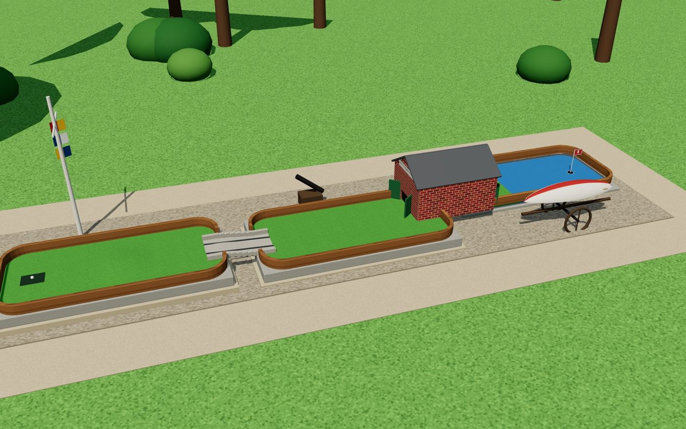 Illustrative visualisation of the hole: Rescuers from the red shed